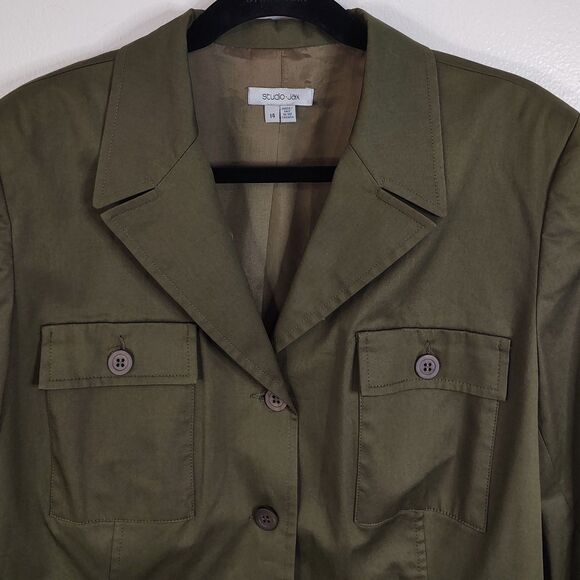 STUDIO JAX Blazer 14 Large Women's Button-Up Long Sleeve Short Jacket - Picture 2 of 5